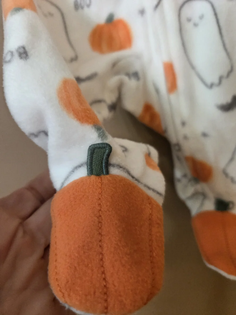 Carter's Orange & White Halloween Pumpkin Footed One-Pieces (2-Pack)
